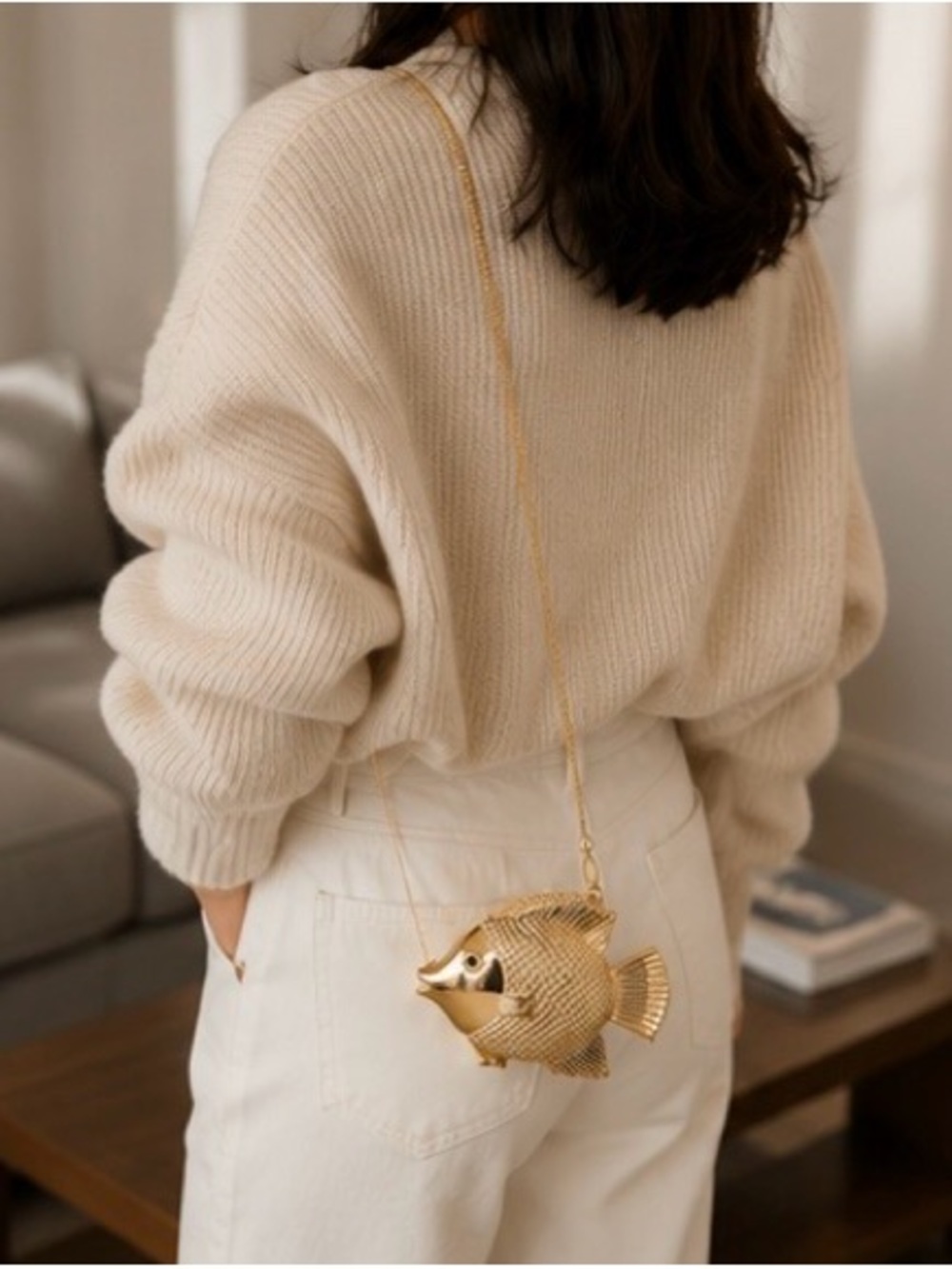Gold Fish Crossbody Bag | Novelty Statement Purse | Vintage-Inspired Evening Clu